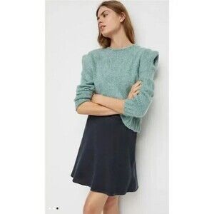 Black Tencel Cloth & Stone Bias Embroidered Waist Flounce Mini Skirt (NWT)